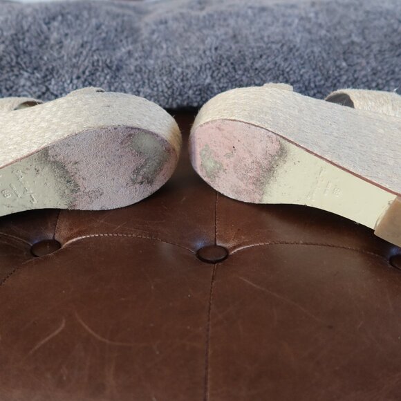 Elizabeth and James "Boca" tall platform wedge sandals/shoes size 6B raffia/jute - Picture 13 of 16